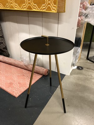 Beistelltisch rund schwarz, runder Tisch schwarz-Gold, Durchmesser 37 cm