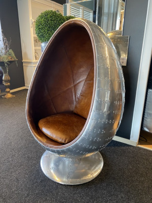 Design Sessel mit Aluminium beschichtet 360° drehbar, Sessel braun-Aluminium