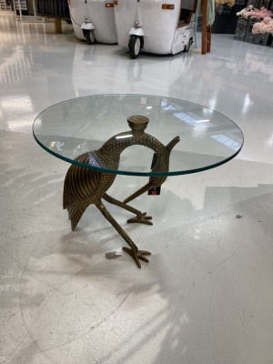 Beistelltisch Gold, runder Beistelltisch Glas Tischplatte,  Durchmesser 60 cm