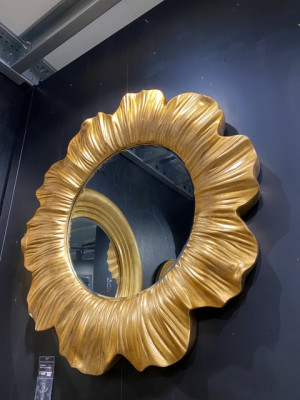 Runder Wandspiegel Gold, Spiegel Gold,  Breite 130 cm