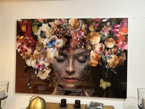 Bild Multicolor Gesicht, Glas Bild bunt, Breite 160 cm