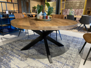Runder Esstisch Industriedesign, Tisch rund Metall-Gestell, runder Tisch, Durchmesser 150 cm