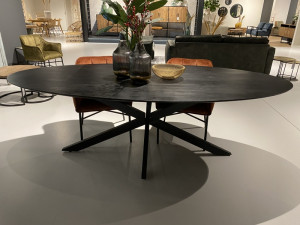 Ovaler Esstisch schwarz, Tisch schwarz Industriedesign, Tisch oval schwarz, Breite 180 cm