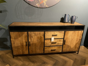 Sideboard schwarz-braun Industriedesign, Anrichte Holz, Breite 180 cm