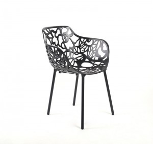 Gartenstuhl schwarz, Designstuhl schwarz Aluminium, Outdoor-Stuhl schwarz