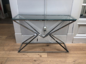 Konsole Silber, Glas, Metall, Sideboard Glas  Breite 120 cm