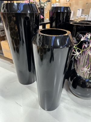 Bodenvase schwarz, Bodenvase Metall groß, Vase schwarz, Höhe 100 cm