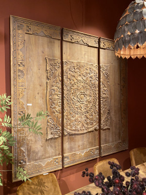 Wandpanel Holz, Bild Holz Ornament, Maße 180x 180 cm
