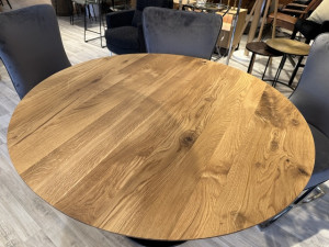 Tischplatte Eiche massiv rund, runde Tischplatte Schweizer-Kante. Esstischplatte rund Eiche, Durchmesser 100 cm