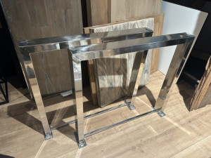 2er Set Tischbeine Silber Metall Industriedesign, Silber Tischbeine für Esstisch Metall, Breite 82 cm
