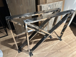 2er Set Tischbeine Silber Metall Industriedesign, Metall Tischbeine für Esstisch Metall, Breite 80 cm