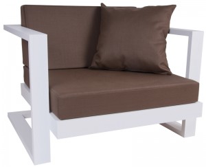 Outdoor Sessel, Farbe weiß-braun, Gartensessel gepolstert