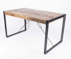 Esstisch aus Massivholz, Tisch Metall Holz Industriedesign 180 cm 