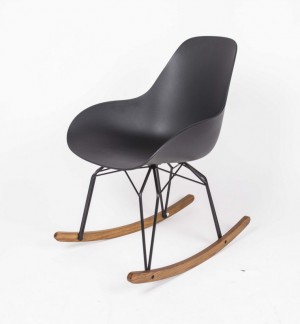 Design Schaukelstuhl schwarz, Sessel mit Armlehne, Sitzhöhe 42 cm
