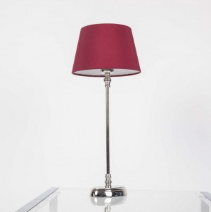 Tischlampe mit Lampenschirm Farbe rot, Tischlampe verchromt, Höhe 50 cm