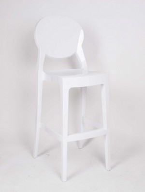 Barstuhl weiß, Barhocker weiß Kunststoff, Barstuhl weiß und schwarz, Sitzhöhe 74 cm