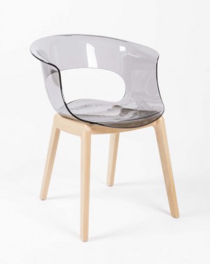 Design Stuhl grau-transparent, Stuhl mit Armlehne
