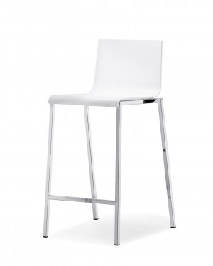 Design Barstuhl weiß, Barhocker weiß - chrome, Sitzhöhe 65 cm