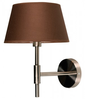Wandlampe Nickel-satiniert mit eine Lampenschirm Farbe Braun, Wandlampe mit Lampenschirm