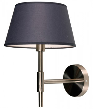 Wandlampe Nickel-satiniert mit eine Lampenschirm Farbe Grau, Wandlampe mit Lampenschirm