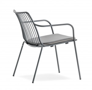 Sessel grau Metall mit Armlehne stapelbar, Garten - Sessel Lounge aus Metall, Sessel Outdoor grau, Höhe 72 cm