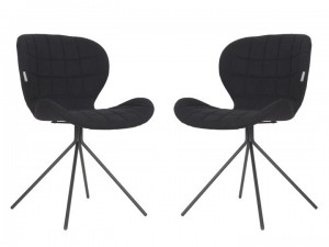 2er Set, Stuhl gepolstert, Esszimmerstuhl Farbe Schwarz