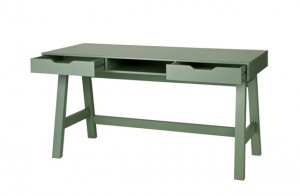 Tisch grün Holz, Schreibtisch grün, Schreibtisch Massivholz grün