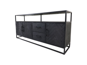 Sideboard schwarz, Industriedesign Anrichte schwarz, Kommode schwarz, Breite 180 cm