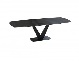 Esstisch anthrazit Keramik Tischplatte, Tisch ausziehbare Keramik-Tischplatte,  Breite 200-260 cm 