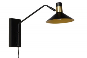 Wandlampe Gold schwarz Industriedesign, Wandleuchte schwarz Metall