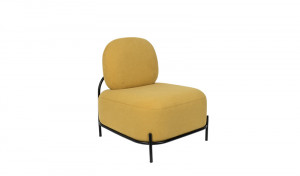 Stuhl schwarz Metallgestell gelb, gepolstert, Sitzhöhe 42 cm