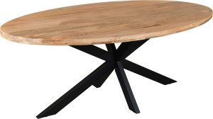 Esstisch oval Holz Metall, Tisch oval Massivholz Tischplatte, breite 160 cm