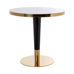 Bistrotisch Gold-weiß, Esstisch rund Gold, Tisch  Gold-weiß, runder Bistrotisch Marmoroptik weiß,  Breite 80 cm