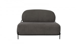 Sofa grau Metallgestell schwarz, gepolstert, Sitzhöhe 42 cm