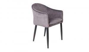 Stuhl grau Metallgestell schwarz, gepolstert, Sitzhöhe 49 cm