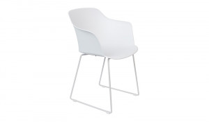 Stuhl mit Armlehne weiß, Metallgestell weiß, nicht gepolstert