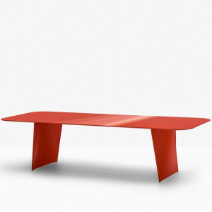 Design  Esstisch Farbe rot, Tisch rot, roter Konferenztisch, Länge 240-360 cm