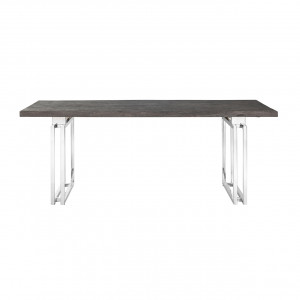Esstisch verchromtes Tischgestell, Tisch braun-schwarz Eiche furniert, Breite 200 cm