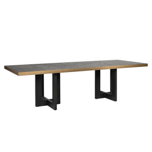 Esstisch braun Eiche furniert, Tisch dunkelbraun, Esstisch Metall-Gestell schwarz,  Breite 320 cm
