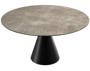 Esstisch rund Keramik-Tischplatte rund, runder Tisch Keramik Tischplatte,  Tisch taupe-grau rund,  Durchmesser 150 cm