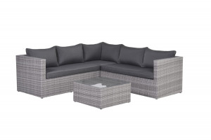 Lounge Sitzecke grau 4-teilig, Garten Sitzecke grau, Eck-Gartensofa grau