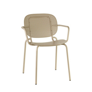 Metall Stuhl taupe mit Armlehne, Gartenstuhl taupe, Outdoor Stuhl taupe