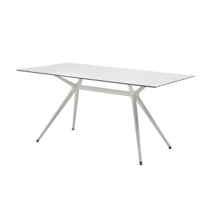 Tisch weiß, Esstisch weiß Metall Gestell, Tisch rechteckig weiß,  Breite 180 cm