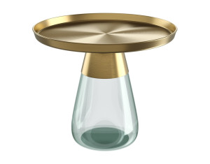 Couchtisch rund Gold, runder Beistelltisch Gold, Glas Couchtisch Gold, Maße 60x52 cm