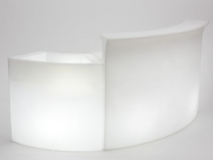 2er Set  1 Bartheke und 1 ICE Element Kunststoff, Bartheke weiß, Bartresen weiß mit Beleuchtung, Bar weiß Kunststoff, Breite 266 cm