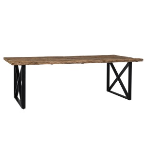 Esstisch Tischplatte aus Altholz, Tisch schwarz im Landhausstil, Länge 200 cm