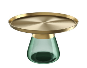 Couchtisch Gold rund, runder Beistelltisch grün-Gold, Glas Couchtisch grün rund, Maße 71x43 cm