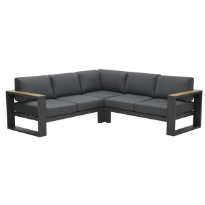 Lounge Sitzecke schwarz, Garten Sitzecke schwarz, Gruppensitzbank schwarz, Sitzgruppe Aluminium schwarz