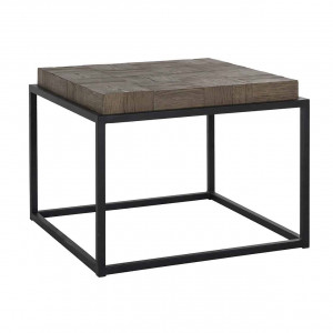 Beistelltisch braun, Tisch Holz Metall, Beistelltisch Metallgestell, Breite 60 cm 