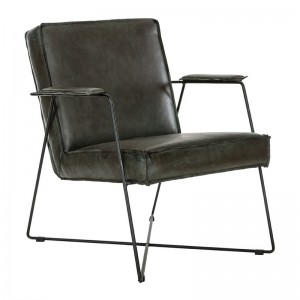 Sessel Echtleder Metall, _Sessel Industriedesign, Sessel  mit Armlehne Leder Sessel schwarz